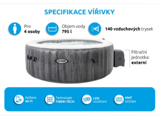 Obrázek 6 produktu Bazén vířivý nafukovací Pure Spa - Bubble Greywood Deluxe 4 AP