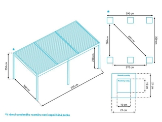 Obrázek 12 produktu Pergola bioklimatická MARIMEX 3X5,9m, hliník ocel
