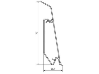 Obrázek 1 produktu Lišta podlahová EVO70, flexi okraj, PVC Bílá, 21x70x2500mm