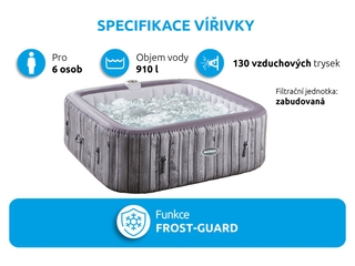 Obrázek 13 produktu Bazén vířivý MARIMEX AQUAMAR P6002 - laminované PVC šedé dřevo- čtverec pro 4-6 osob
