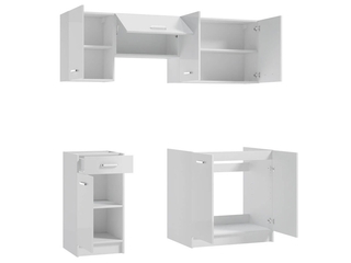 Obrázek 1 produktu Kuchyňská sestava First, blok 180 cm, 5 skříněk, bílá/bílá lesk
