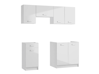 Obrázek 2 produktu Kuchyňská sestava First, blok 180 cm, 5 skříněk, bílá/bílá lesk