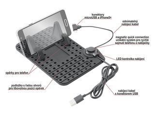 Obrázek 5 produktu Držák telefonu s podložkou a nabíjecím kabelem