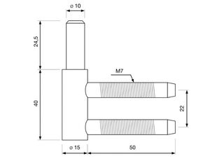 Obrázek 1 produktu Závěs dveřní 50/10 spodní díl M7x0,7mm, poniklovaný