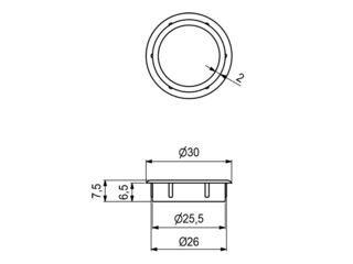 Obrázek 2 produktu Krytka montážního otvoru pr. 26mm, plast, bílá, 4 ks