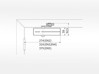 Obrázek 4 produktu Zavírač dveřní DC140NEW stříbrný EN2/3/4/5 s ramínkem
