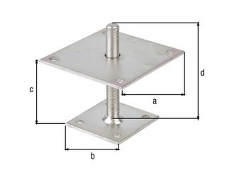 Obrázek 1 produktu Patka sloupku I 100x100 mm výšk.nastavitelná 30-150 mm, pozink