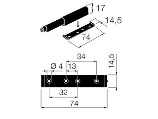 Obrázek 1 produktu Systém otvírání bezúchytkových dvířek Push to open, 74x14mm, Black Edition