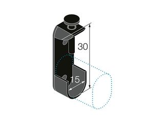 Obrázek 1 produktu Držák oválné šatní tyče 30x15mm, včetně šroubu, Black Edition, 2 ks