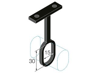 Obrázek 1 produktu Držák oválné šatní tyče 30x15mm, průběžný, Black Edition