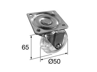 Obrázek 1 produktu Kolečko přístrojové pr. 50mm, 40 kg, otočné, transparentní