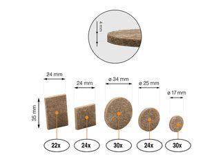 Obrázek 6 produktu Sada filcových podložek, hnědá, 130 ks