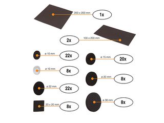 Obrázek 5 produktu Sada filcových podložek EVA a tlumičů dvířek, černá, 99 ks