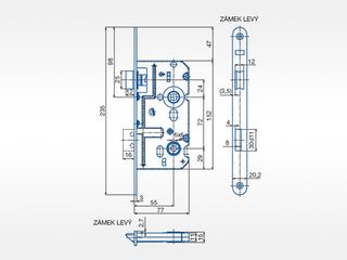Obrázek 1 produktu Zámek zadlabávací K222 Levý 72/77WC