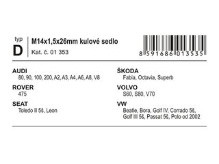 Obrázek 3 produktu Šrouby kol pojistné M14x1,50x26mm (D)