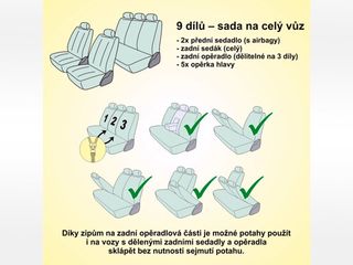 Obrázek 4 produktu Potahy sedadel sada 9ks JACK III. AIR BAG dělené