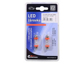 Obrázek 1 produktu Žárovka 4LED 12V suf.11X39 SV8.5 červená 2ks