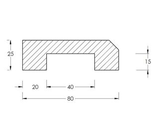 Obrázek 1 produktu Práh s drážkou buk, 2,5x8cm, délka 80cm (+ 1-2cm na přesný dořez)
