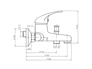 Obrázek 1 produktu Baterie Titania Iris vanová bez příšlušenství 150 mm chrom
