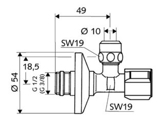 Obrázek 1 produktu SCHELL ventil rohový 1/2,x3/8, s filtrem