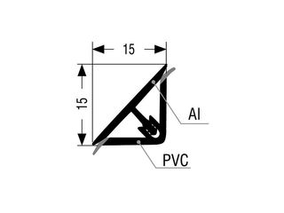 Obrázek 3 produktu Lišta těsnící trojúhelník malá, nerez PVC, černá matná, 15x15x4000mm