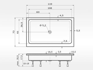 Obrázek 1 produktu Vanička sprchová Rhea 120x73x17,5 Teiko, akrylátová, bílá