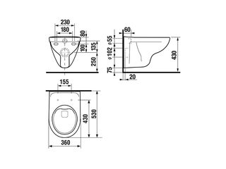 Obrázek 1 produktu WC závěsné Lyra Plus Rimless, bílé