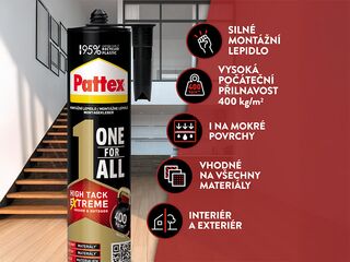 Obrázek 1 produktu Lepidlo Pattex One For All High Tack, bílý, kartuš 440 g