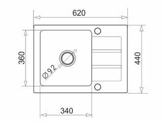 Obrázek 1 produktu Dřez granitový Athena 62x44, 1B1D, bílý + dávkovač