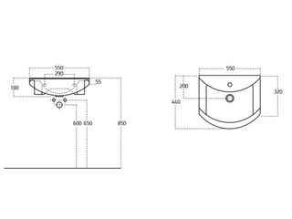 Obrázek 1 produktu Umyvadlo Rio 55, nábytkové 55x43x17