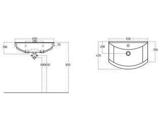 Obrázek 1 produktu Umyvadlo Rio 65, nábytkové 65x46x19