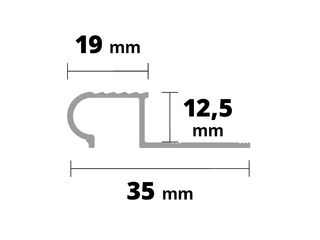 Obrázek 1 produktu Lišta schodová S, hliník protiskluz, v: 12,5mm, š: 35mm, d: 2,5m