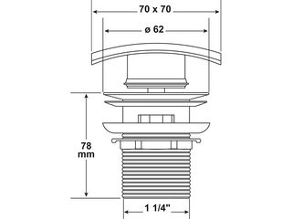 Obrázek 5 produktu Výpusť umyvadlová 1 1/4", click/clack, hranatá zátka