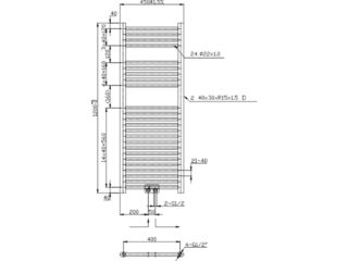 Obrázek 1 produktu Otopné těleso 450x1200 rovné, středové připojení, černé