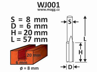 Obrázek 1 produktu Fréza do dřeva - D=6, H=19, L=45, S=8mm