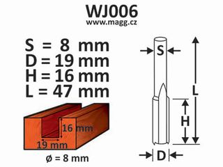Obrázek 1 produktu Fréza do dřeva - D=19, H=16, L=41, S=8mm