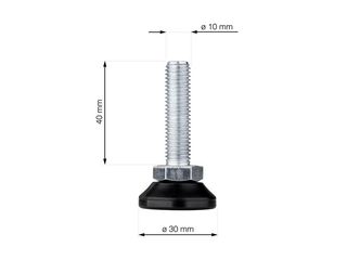 Obrázek 3 produktu Šroub stavěcí pr. 30mm, M10x40mm, protáčecí, černý, 2 ks