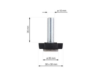 Obrázek 5 produktu Šroub stavěcí s filcovou podložkou 30x30mm, M10x35mm, černý, 2 ks