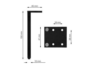 Obrázek 4 produktu Noha nábytková Laila 10x40mm, L-150mm, broušená eloxovaná černá