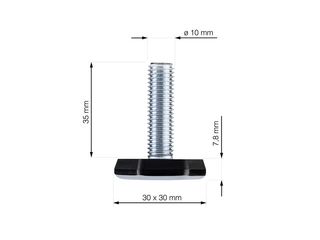 Obrázek 5 produktu Šroub stavěcí s šestihran. PTFE základnou pr. 30mm, M10x35mm, světle šedý, 2 ks