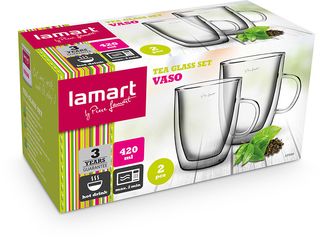 Obrázek 3 produktu Hrnek skleněný TEA sada 2 ks VASO LAMART 420 ml