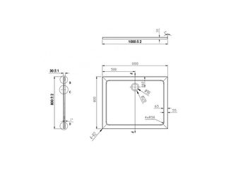 Obrázek 4 produktu Vanička sprchová York obdélník 80x100x3, litý mramor, obdélník