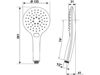 Obrázek 2 produktu Set sprchový Noir, sprchová hlavice 3 trysky, 125 mm, hadice 150 cm, černá