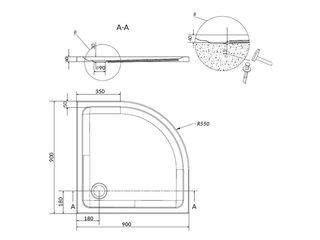 Obrázek 2 produktu Vanička sprchová Tako 90x90x4 cm, čtvrtkruh R550, akrylátová