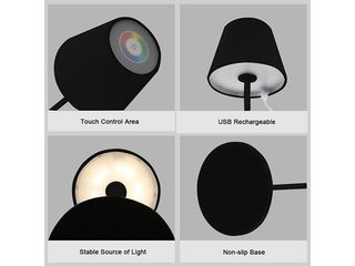 Obrázek 2 produktu Stolní dobíjecí lampa LED RGB s dotykovým spínačem IP 54 černá