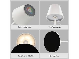 Obrázek 2 produktu Stolní dobíjecí lampa LED RGB s dotykovým spínačem IP 54 bílá