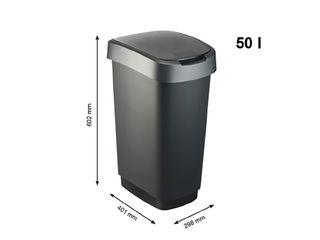 Obrázek 1 produktu Koš odpadkový SWING TWIST 50 l, šedá