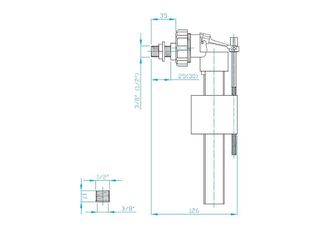 Obrázek 1 produktu Ventil napouštěcí boční, univerzální 3/8” + 1/2”, plast