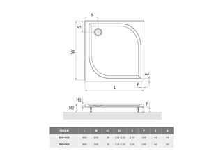 Obrázek 1 produktu Vanička sprchová Fosa-M 90x90x3 čtverec