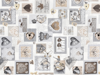 Obrázek 1 produktu Látka dekorační Loneta - šedý patchwork, š. 140 cm